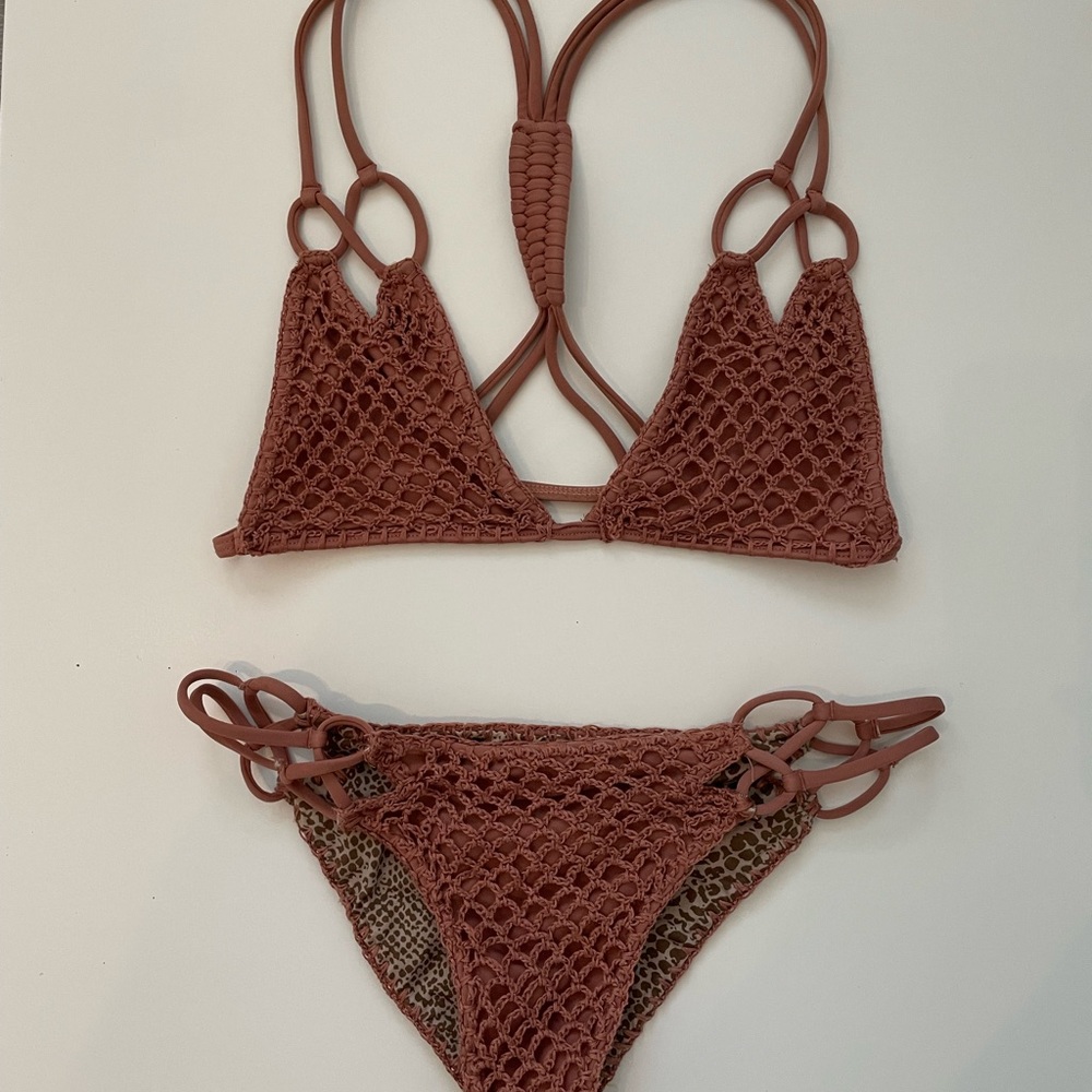 Acacia Crochet Bikini in Lipstick